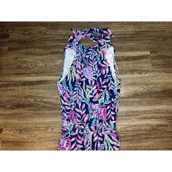 Lilly Pulitzer Wyota Jumpsuit Oyster Bay Navy Size Small Halter Neck Coastal - Picture 3 of 12
